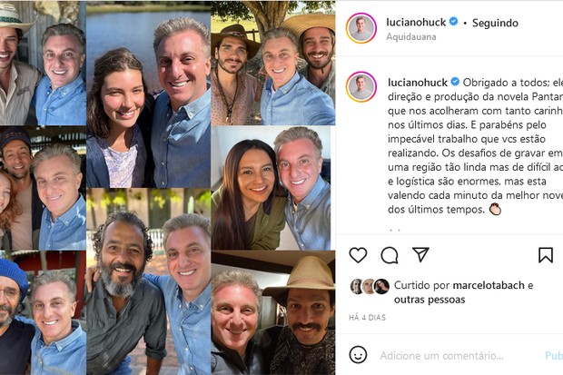 Luciano Huck com o elenco de Pantanal (Foto: Reprodução/Instagram)