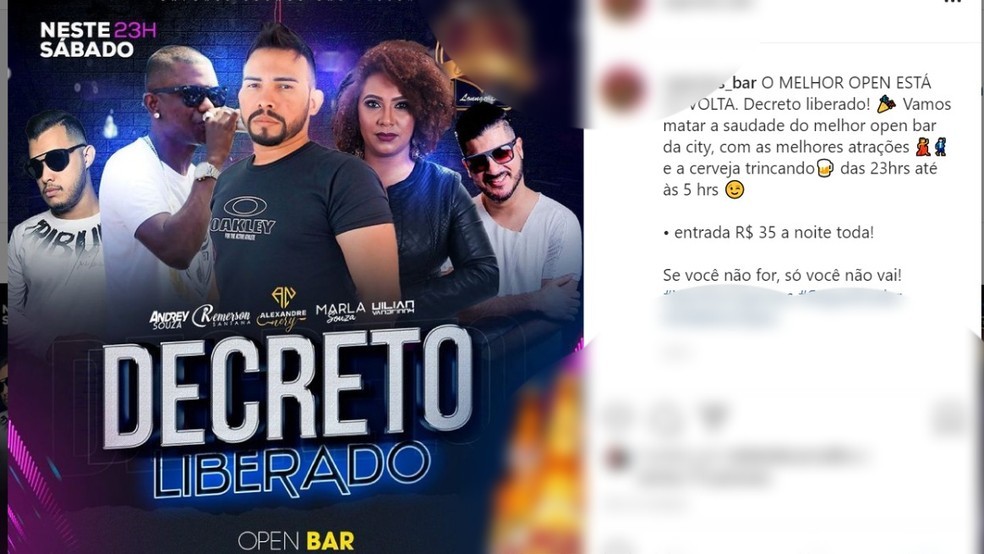 Show foi anunciado em Porto Velho após decreto do estado — Foto: Instagram/Reprodução