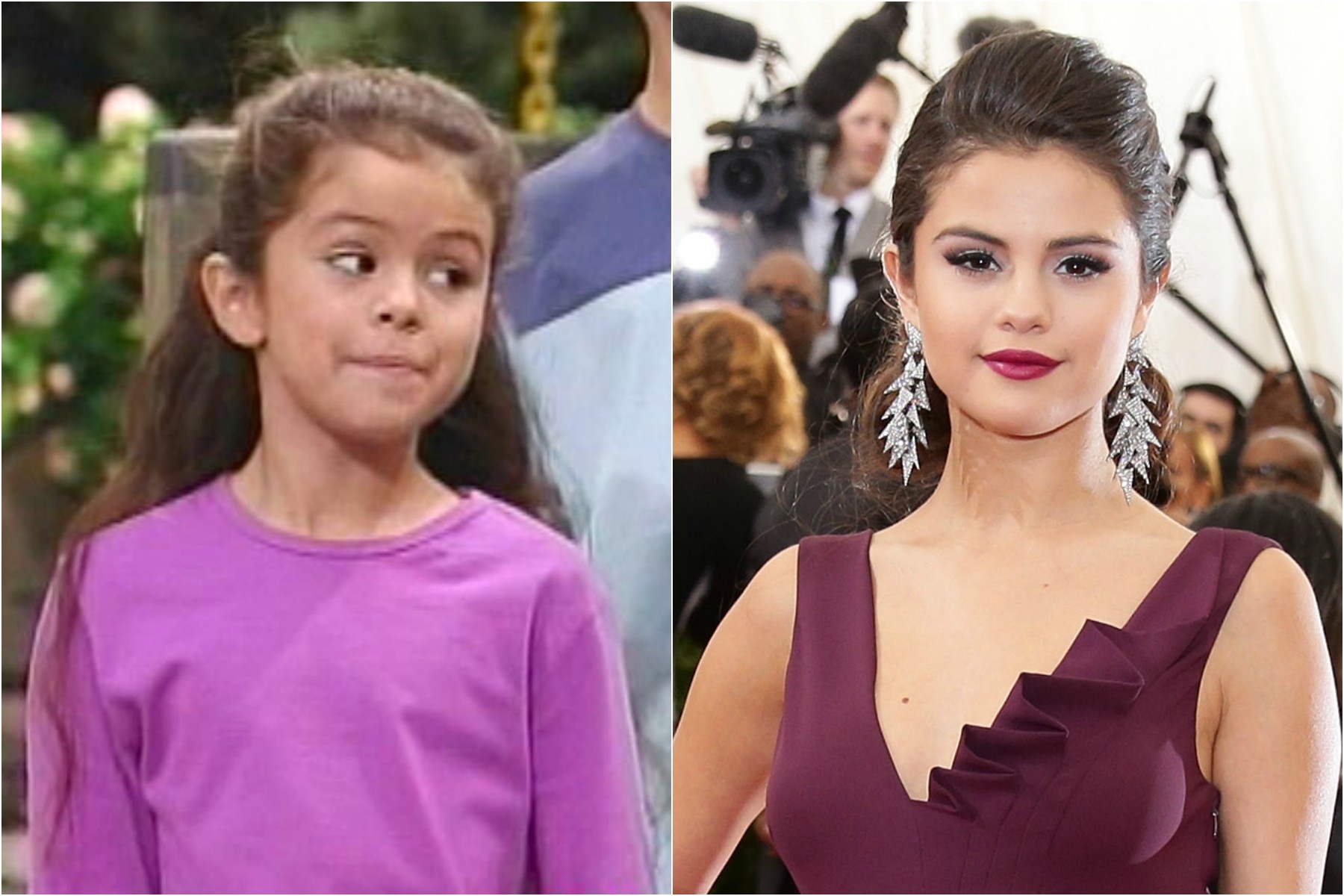 Selena Gomez é outra que trabalhou com o dinossauro Barney, dos 10 aos 11 de idade, fazendo o papel de Giana. Agora Gomez ainda atua, mas tem se voltado mais para o mundo da música também e completa 22 anos em julho de 2014. (Foto: Getty Images)