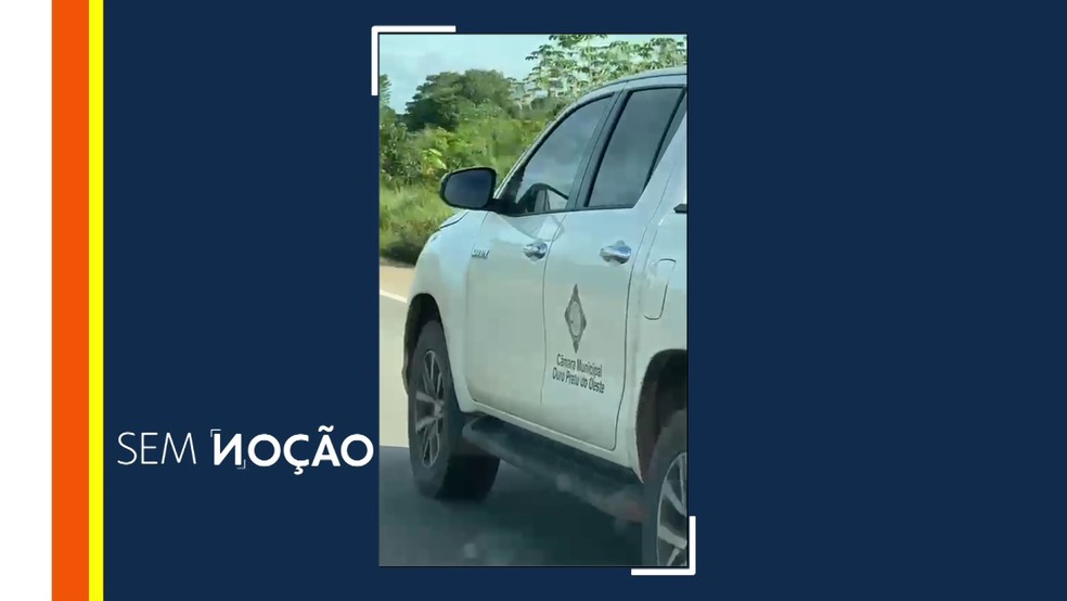 Caminhonete da Câmara de Vereadores foi filmada acima da velocidade — Foto: Reprodução/Rede Amazônica