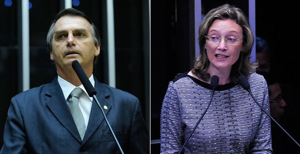Jair Bolsonaro (quando ainda era deputado) e a deputada Maria do RosÃ¡rio â€” Foto: Gabriela Korossy e Luis Macedo / CÃ¢mara dos Deputados