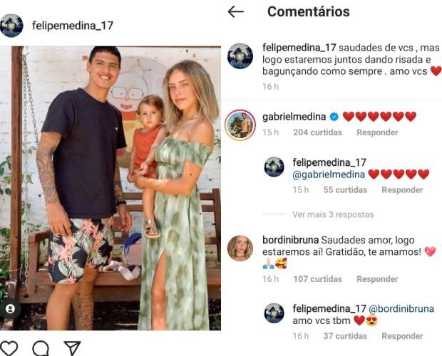Gabriel Medina manda mensagem de apoio para o irmão, Felipe Medina (Foto: Reprodução/Instagram)