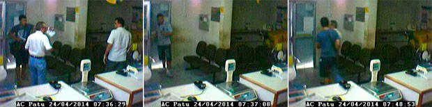 Imagens da ação dos criminosos foram gravadas pelas câmeras da agência dos Correios, em Patu (Foto: Reprodução/Inter TV Cabugi)