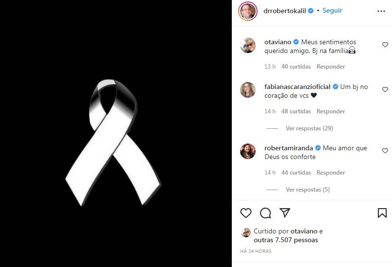 Roberto Kalil recebe apoio na web após morte da cunhada, Ilana Kalil (Foto: Reprodução / Instagram)