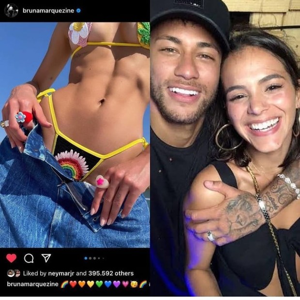Neymar curtiu as fotos de Bruna Marquezine de biquíni (Foto: Reprodução/Instagram)