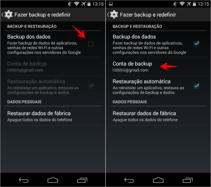 Configurando o backup do Android (Foto: Reprodução/Helito Bijora) 