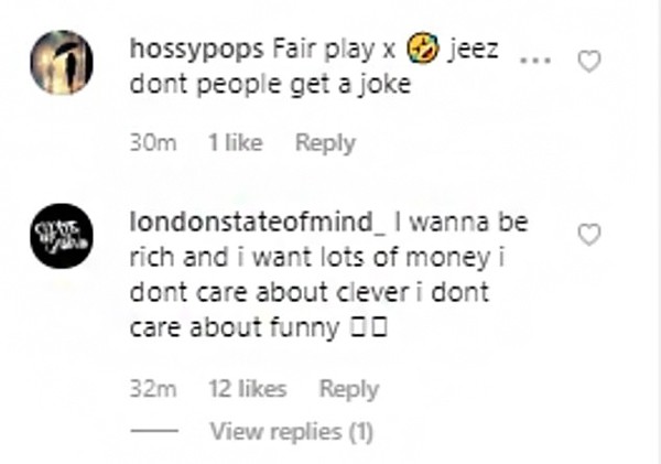 Comentários no perfil de Lily Allen (Foto: Instagram)