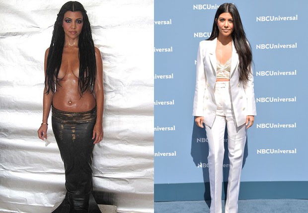 Kourtney Kardashian ontem e hoje (Foto: Reprodução e Slaven Vlasic/Getty Images )