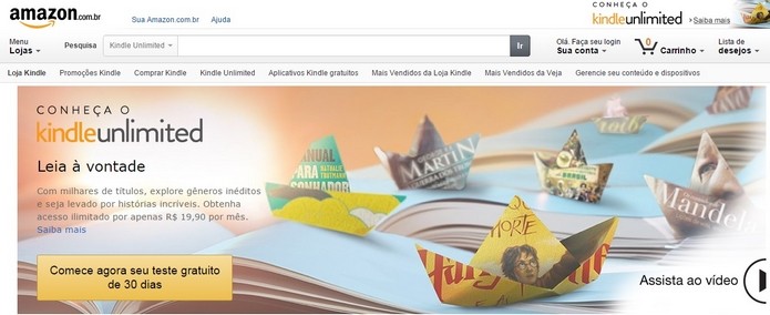Kindle Unlimited chega ao Brasil por R$ 19,90 (Foto: Reprodução)