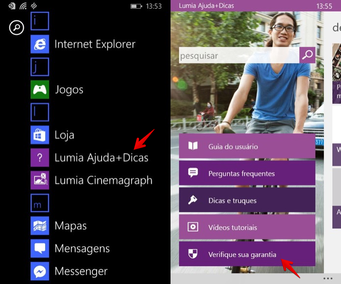 Abra o aplicativo de dicas para Windows Phone (Foto: Reprodução/Helito Bijora) 