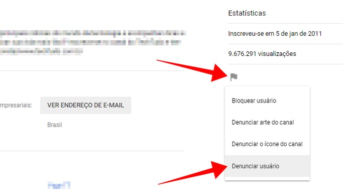Denuncie um canal inteiro do YouTube (Foto: Reprodução/Paulo Alves) Denuncie um canal inteiro do YouTube (Foto: Reprodução/Paulo Alves)