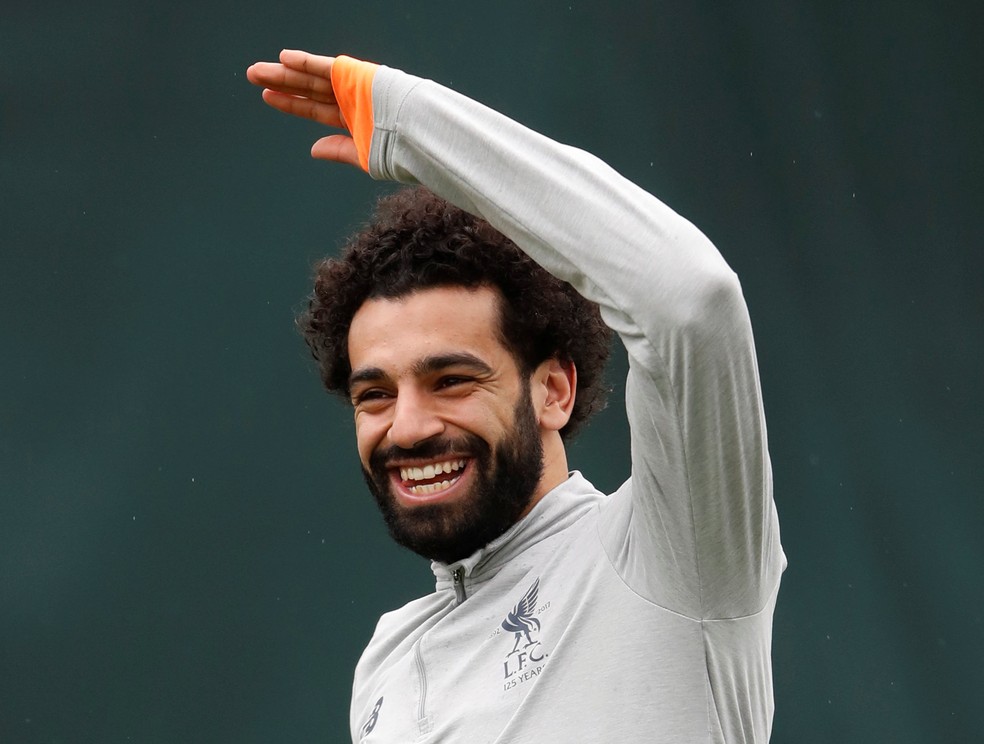 Salah no treino do Liverpool (Foto: Carl Recine / Reuters)