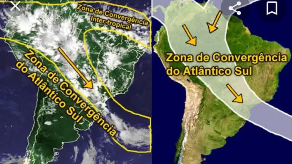 'Rio voador' leva umidade da Amazônia até o sul do país — Foto: MetSul Meteorologia (via BBC)