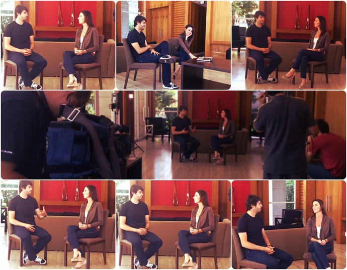 Kaká e Glenda durante a entrevista para o Esporte Espetacular (Foto: Paloma Fukusig)