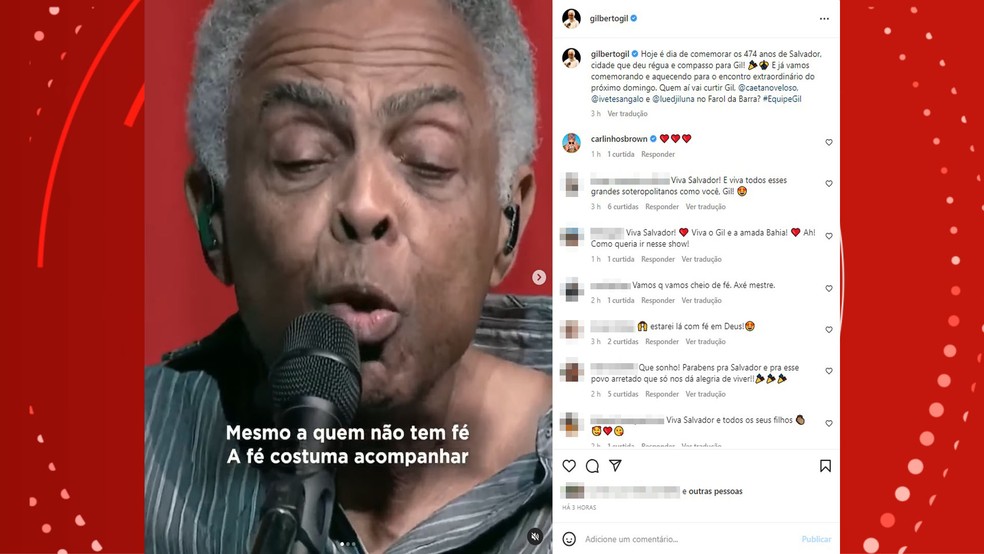 Gilberto Gil — Foto: Reprodução/Redes Sociais