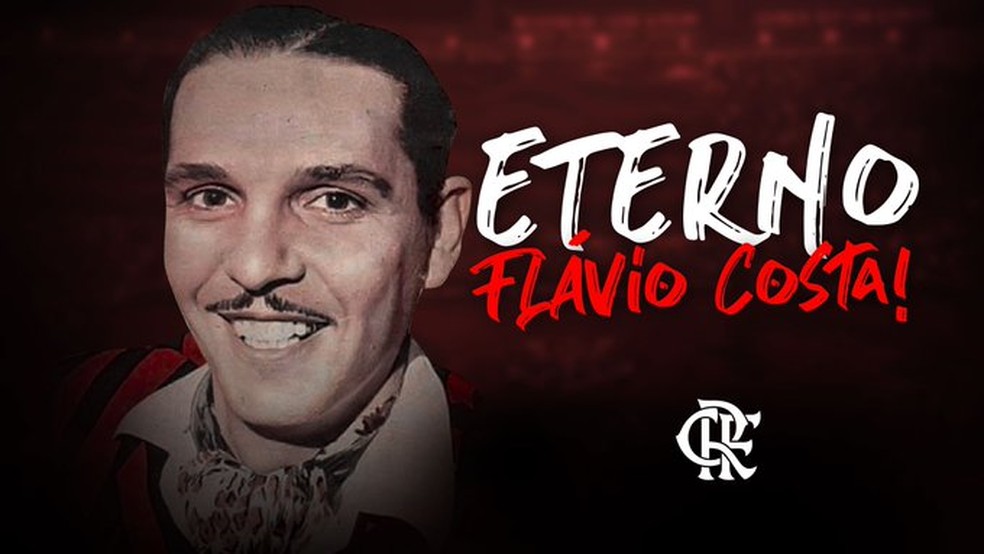 Flávio Costa, em homenagem do Flamengo — Foto: Reprodução