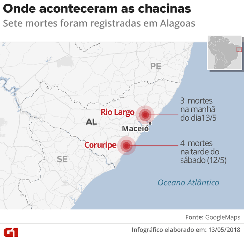 Mapa mostra cachinas em Alagoas (Foto: Rodrigo Cunha/G1)