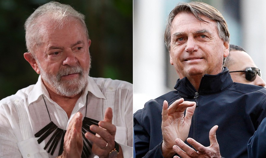 Os candidatos à presidência Luiz Inácio Lula da Silva (PT) e Jair Bolsonaro (PL)