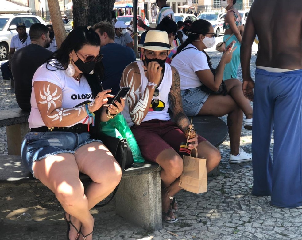 Turistas passam o carnaval em Salvador, em 2021 — Foto: Valma Silva/ G1 BA