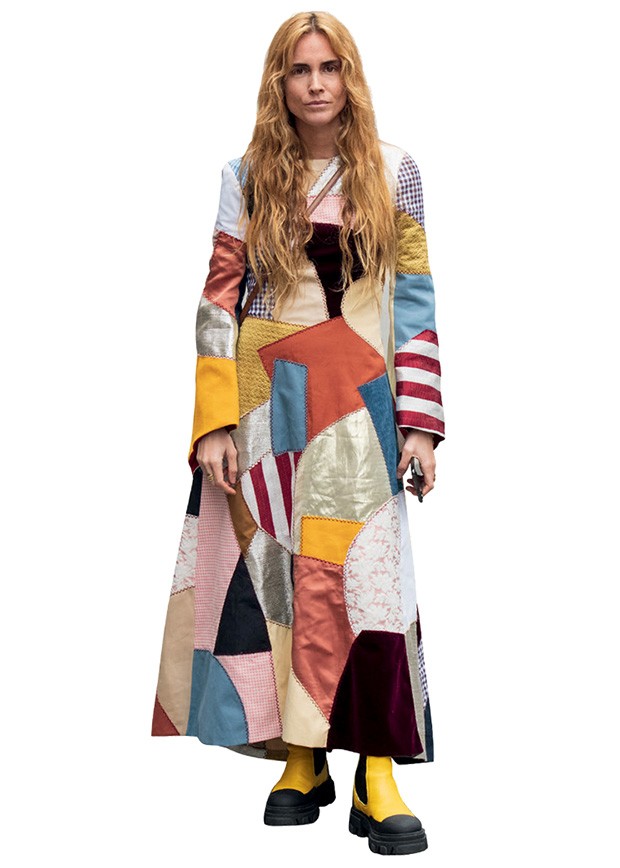 Blanca Miró com kilt patchwork