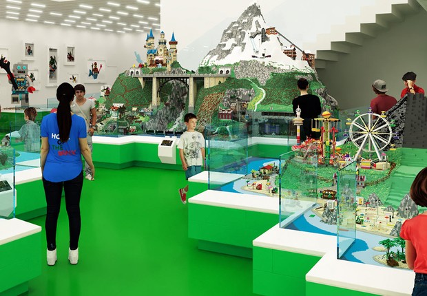 Zona verde, que irá estimular habilidades sociais, na Lego House (Foto: Divulgação)