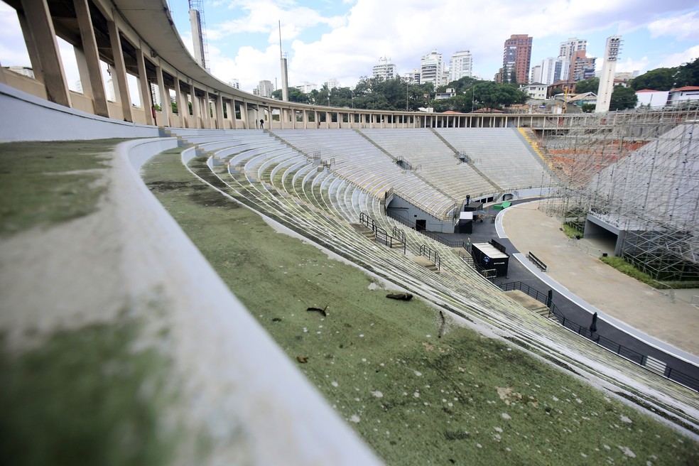 Obras do estádio do Pacaembu — Foto: Marcos Ribolli