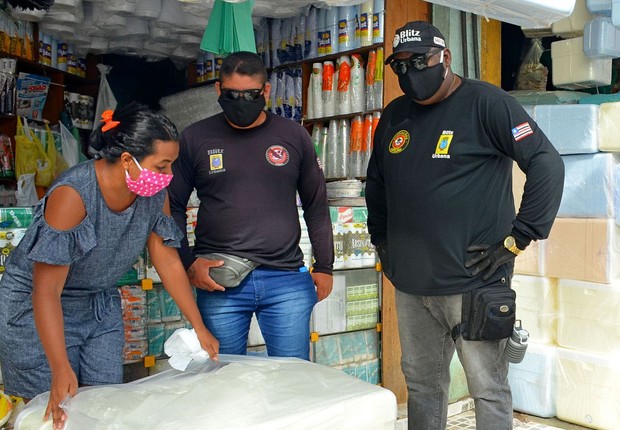 Fiscalização no segundo dia de funcionamento lockdown na cidade de São Luis no Maranhão (Foto: Bine Morais/Agencia São Luis)