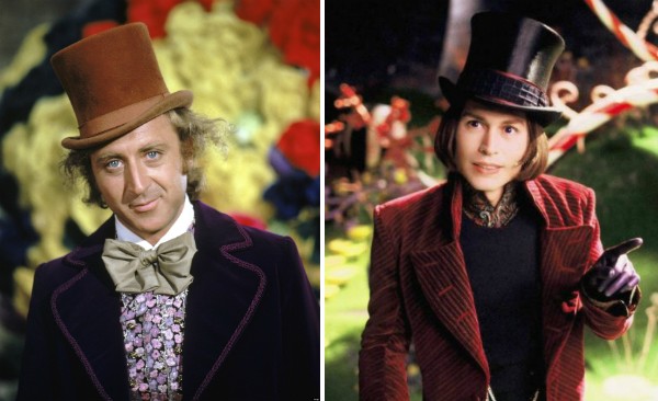 Gene Wilder e Johnny Depp no papel de Willy Wonka (Foto: Reprodução)