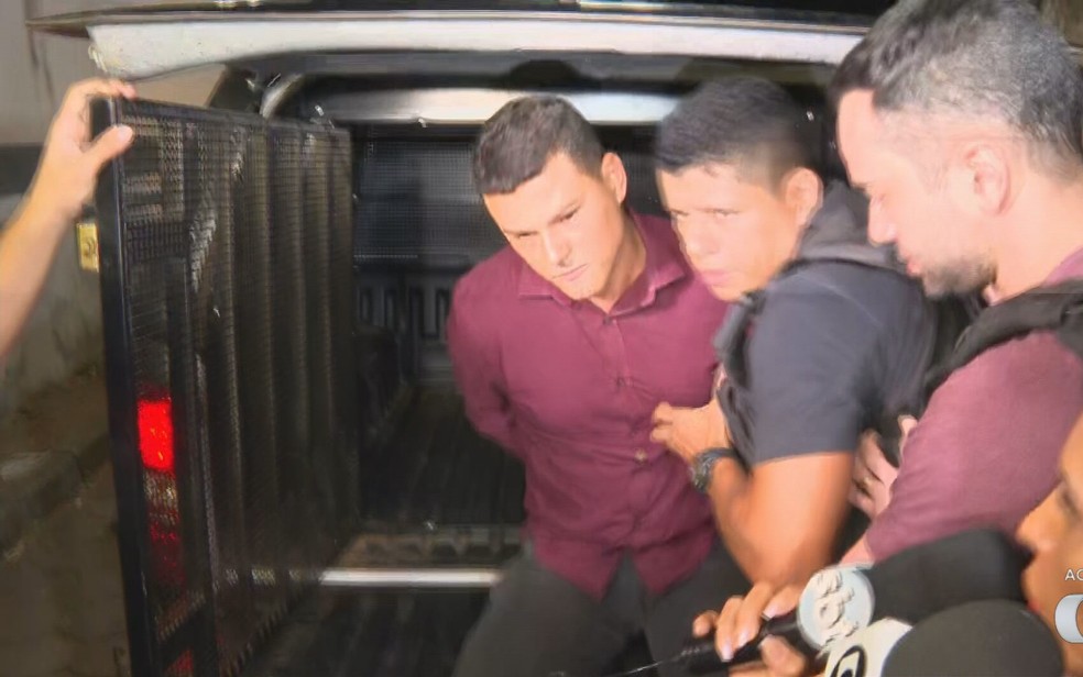Polícia prende Felipe Gabriel Jardim Gonçalves, investigado por matar o pai da namorada em farmácia de Goiânia — Foto: Reprodução/TV Anhanguera