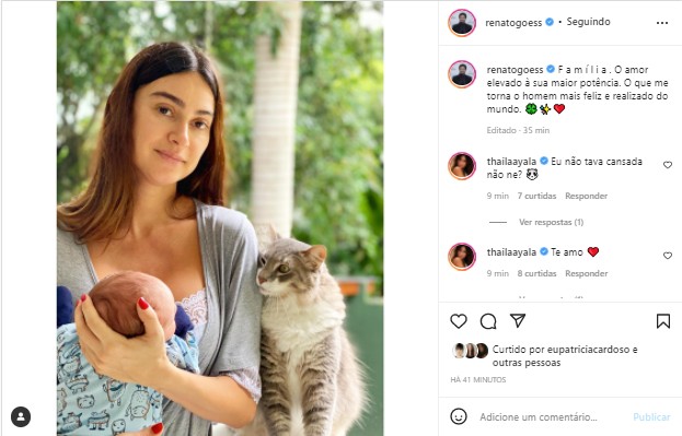Thaila Ayala comenta foto do marido, Renato Góes (Foto: Reprodução/Instagram)