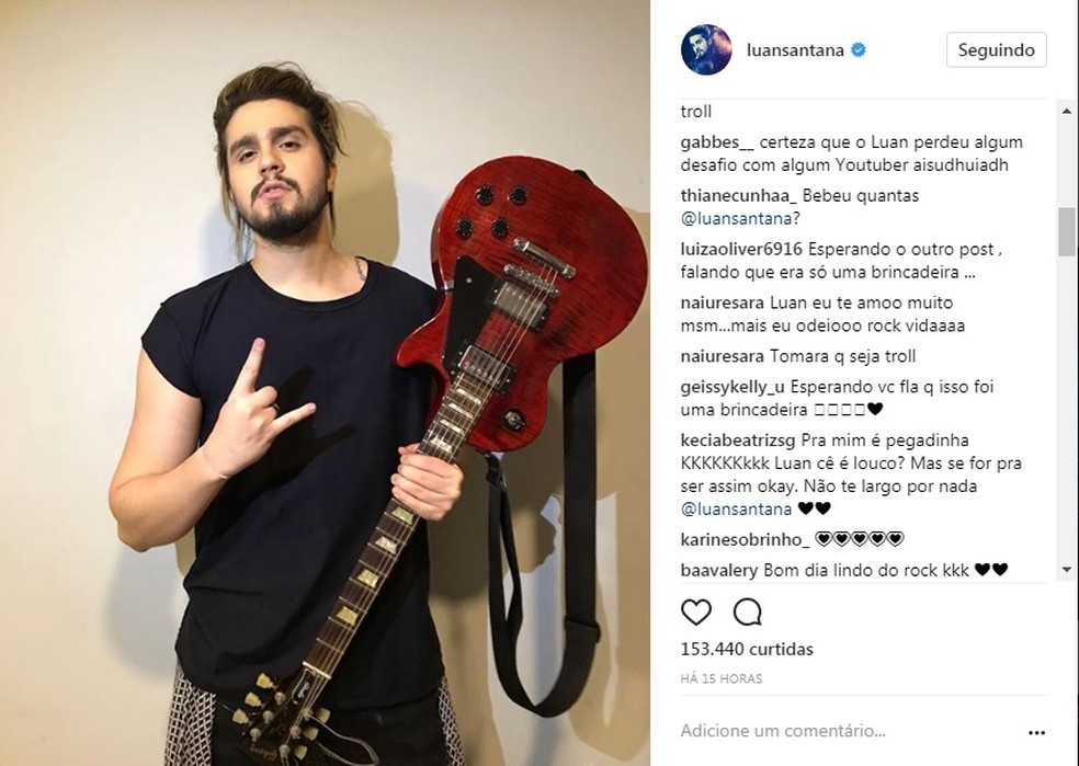 Luan Santana faz post sobre mudança de ritmos e fãs apostam em pegadinha (Foto: Reprodução/Instagram)