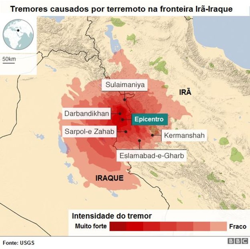 Tremores causados por terremoto na fronteira Irã-Iraque (Foto: BBC)
