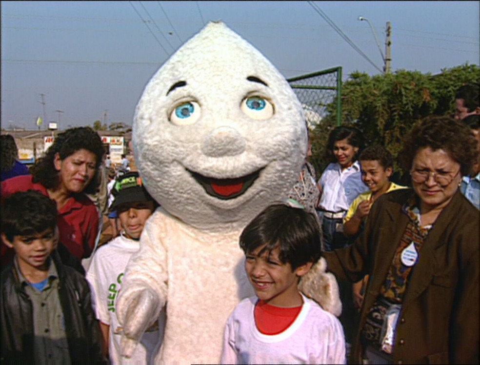 Zé gotinha em vacinação contra poliomielite no DF em 1993 — Foto: TV Globo/Reprodução