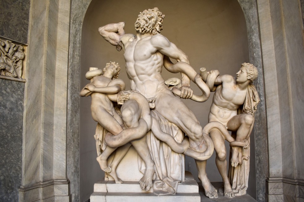 Escultura de Laocoonte e seus filhos exposta em museu de Roma — Foto: Canaan/CC-BY-SA-4.0