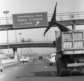 Caminhão leva baleia minke para aterro sanitário, em janeiro de 1983