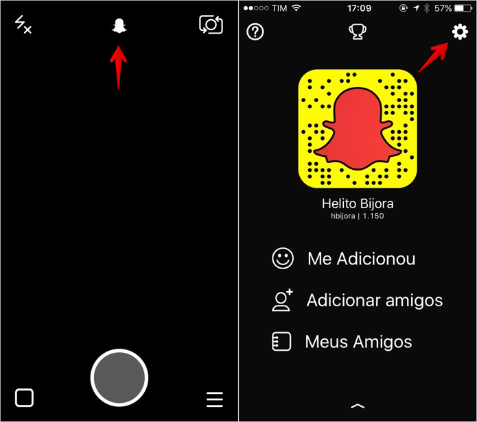 Acesse as configurações do Snapchat (Foto: Reprodução/Helito Bijora) 