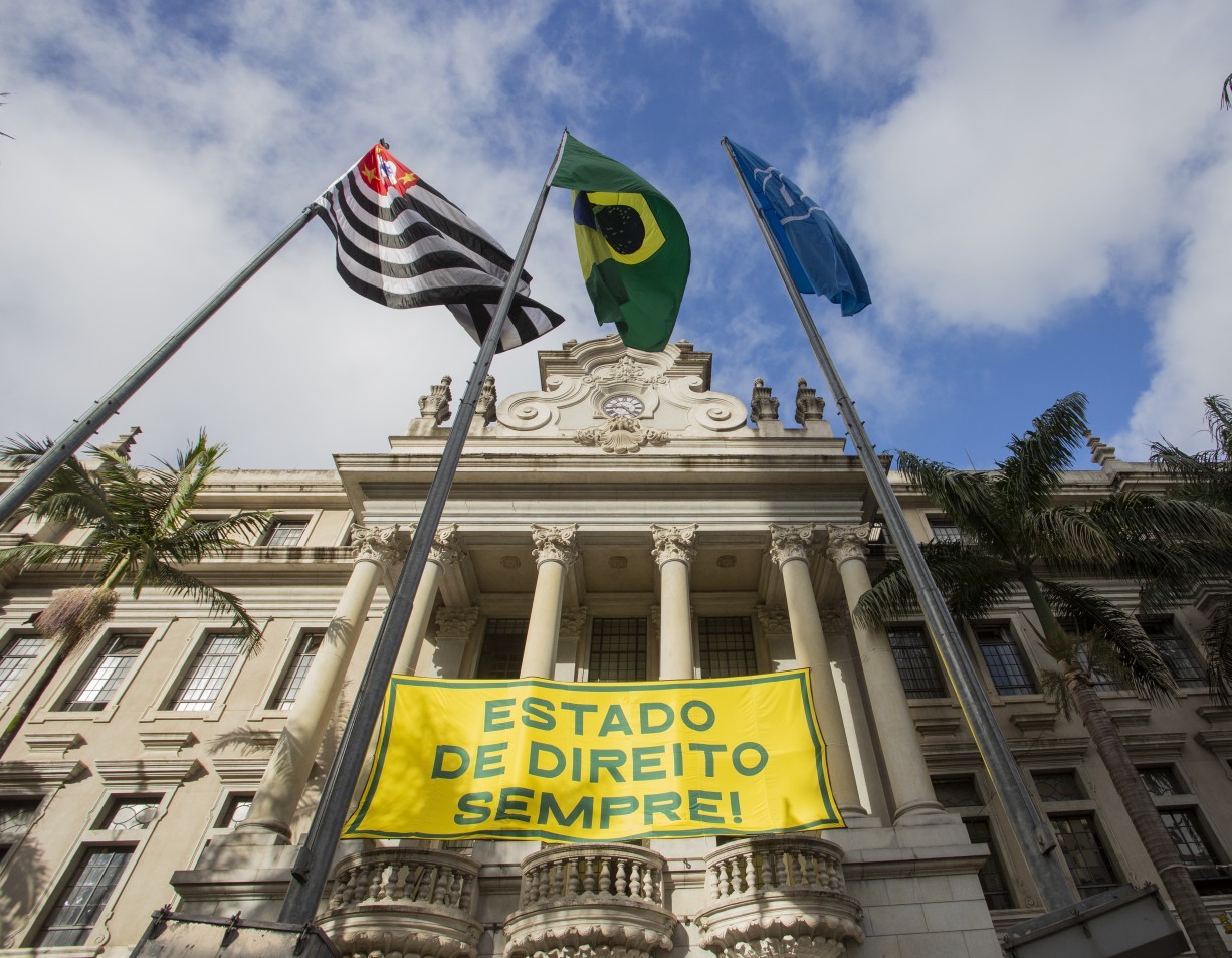 Atos em defesa da democracia e do Estado de Direito na Faculdade de Direito da Universidade de São Paulo — Foto: Edilson Dantas
