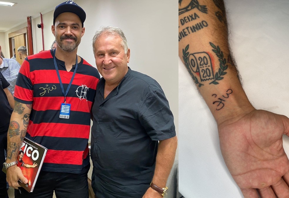 Tatuagem com a assinatura de Zico &mdash; Foto: L&eacute;o Silveira