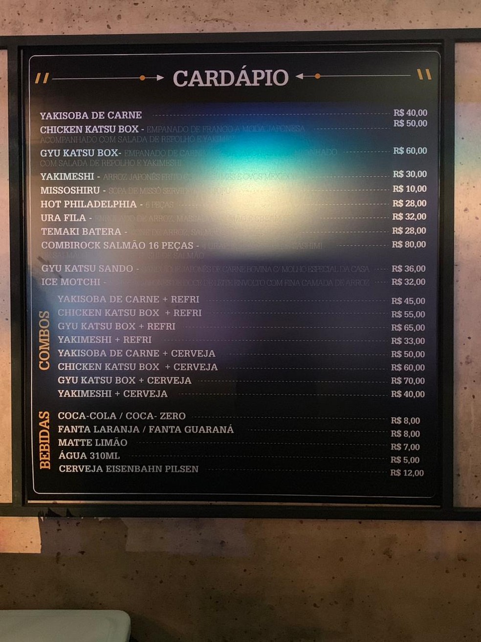 Preços do restaurante japonês Naga no Gourmet Square do Rock in Rio 2019 — Foto: G1 Rio