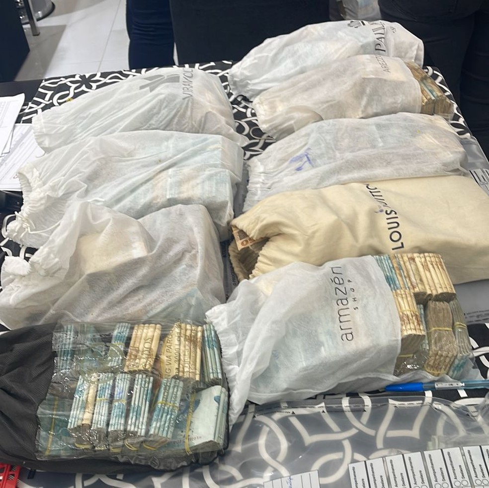 Mais de R$ 1 milhão apreendido na casa da delegada Adriana Belém — Foto: Reprodução