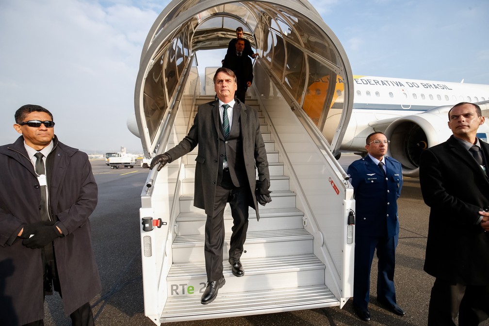 Jair Bolsonaro desembarcou na Suíça nesta segunda-feira (21) para participar do Fórum Econômico Mundial — Foto: Alan Santos/Presidência da República