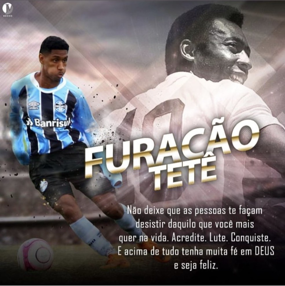 Tetê postou imagem com Pelé nas redes sociais no início do ano — Foto: Reprodução