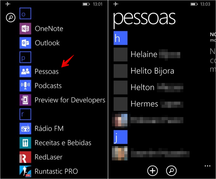 Abra a agenda do Windows Phone e localize o contato a ser excluído (Foto: Reprodução/Helito Bijora)
