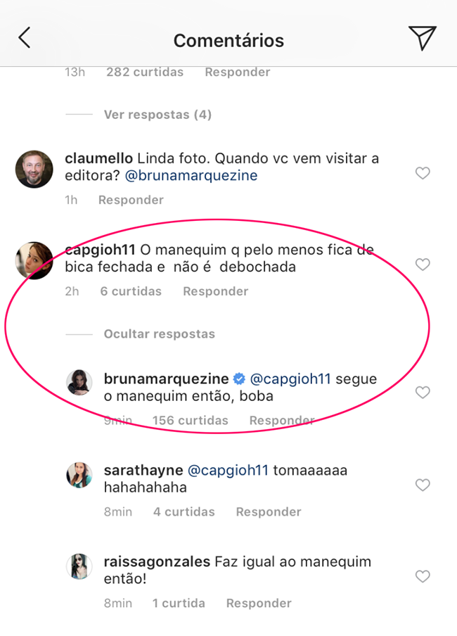 Bruna respondeu a seguidora (Foto: Reprodução Instagram)