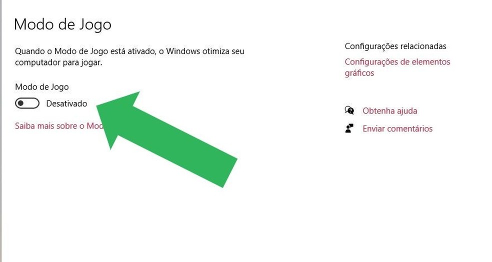 O Modo de Jogo do Windows 10 pode causar problemas no OBS Studio — Foto: Reprodução/Soraia Barbosa