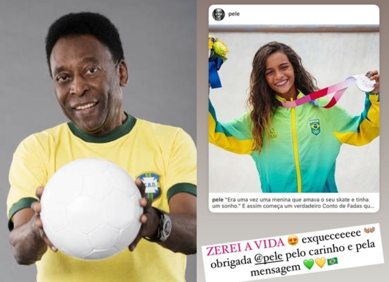 Pelé parabeniza Rayssa Leal por vitória no skate (Foto: Reprodução/Instagram)