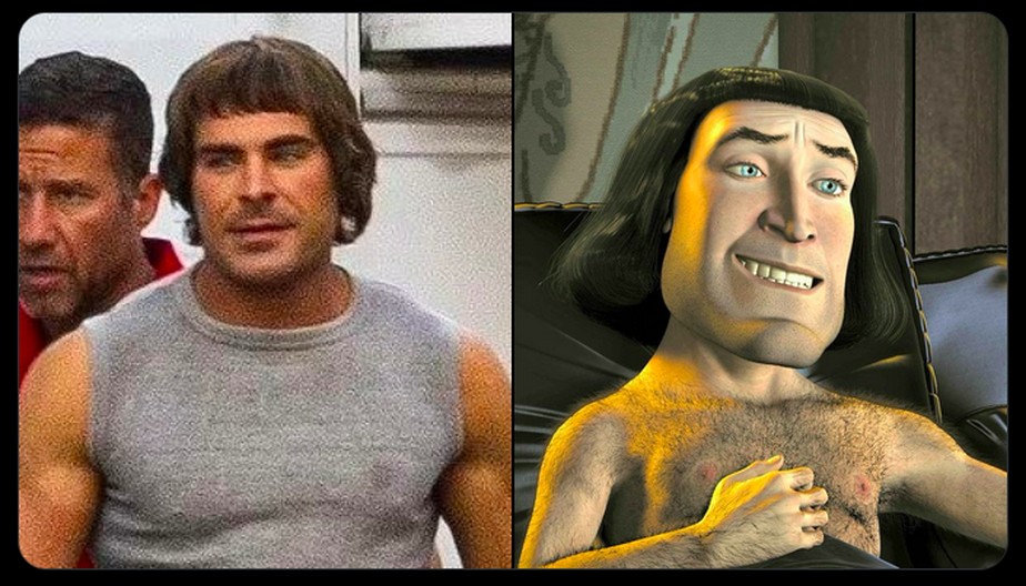 Uma montagem do Twitter comparando o ator Zac Efron com o personagem Lord Farquaad, de Shrek (2001)