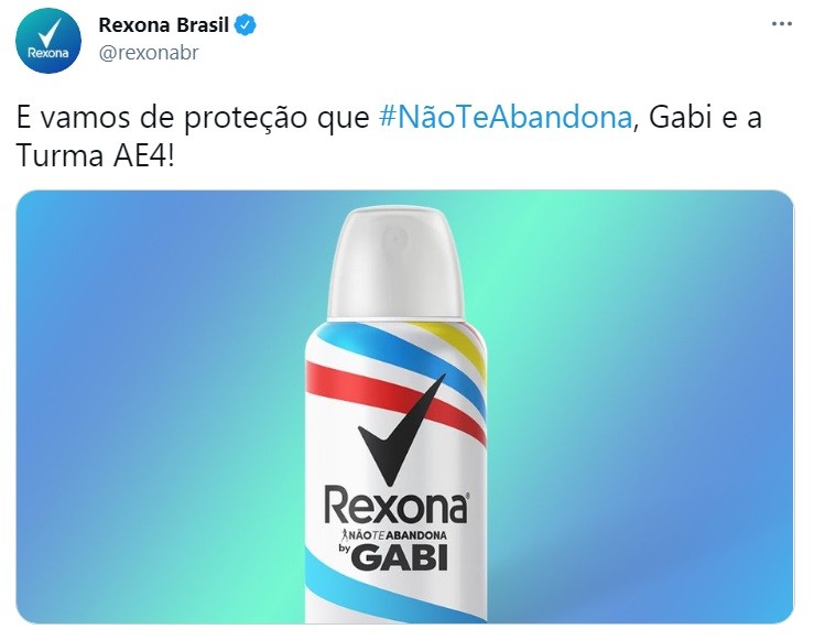 Rexona homenageou a Gabi (Foto: Reprodução/Twitter)
