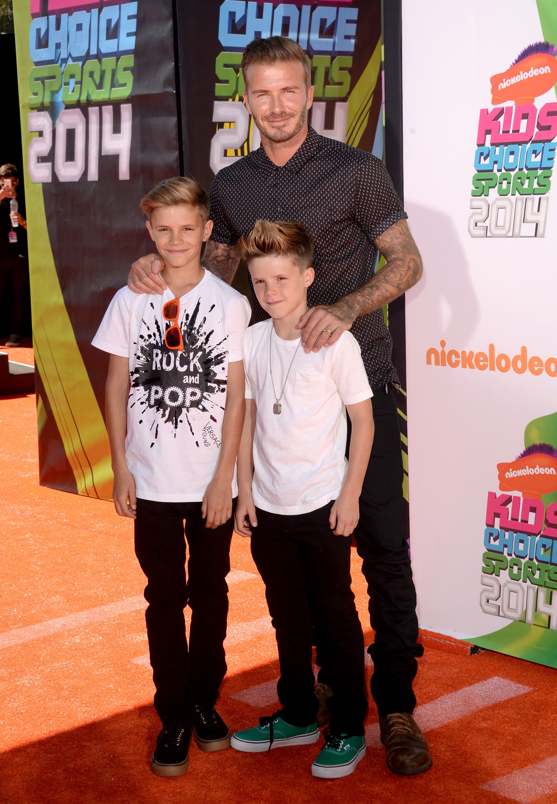 David Beckham e os filhos, Romeo e Cruz (Foto: Getty Images)