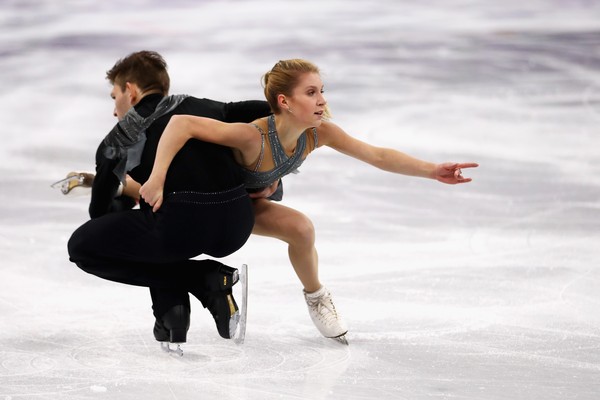 Harley Windsor e Ekaterina Alexandrovskaya em ação nos Jogos de PyeongChang — Foto: Getty Images